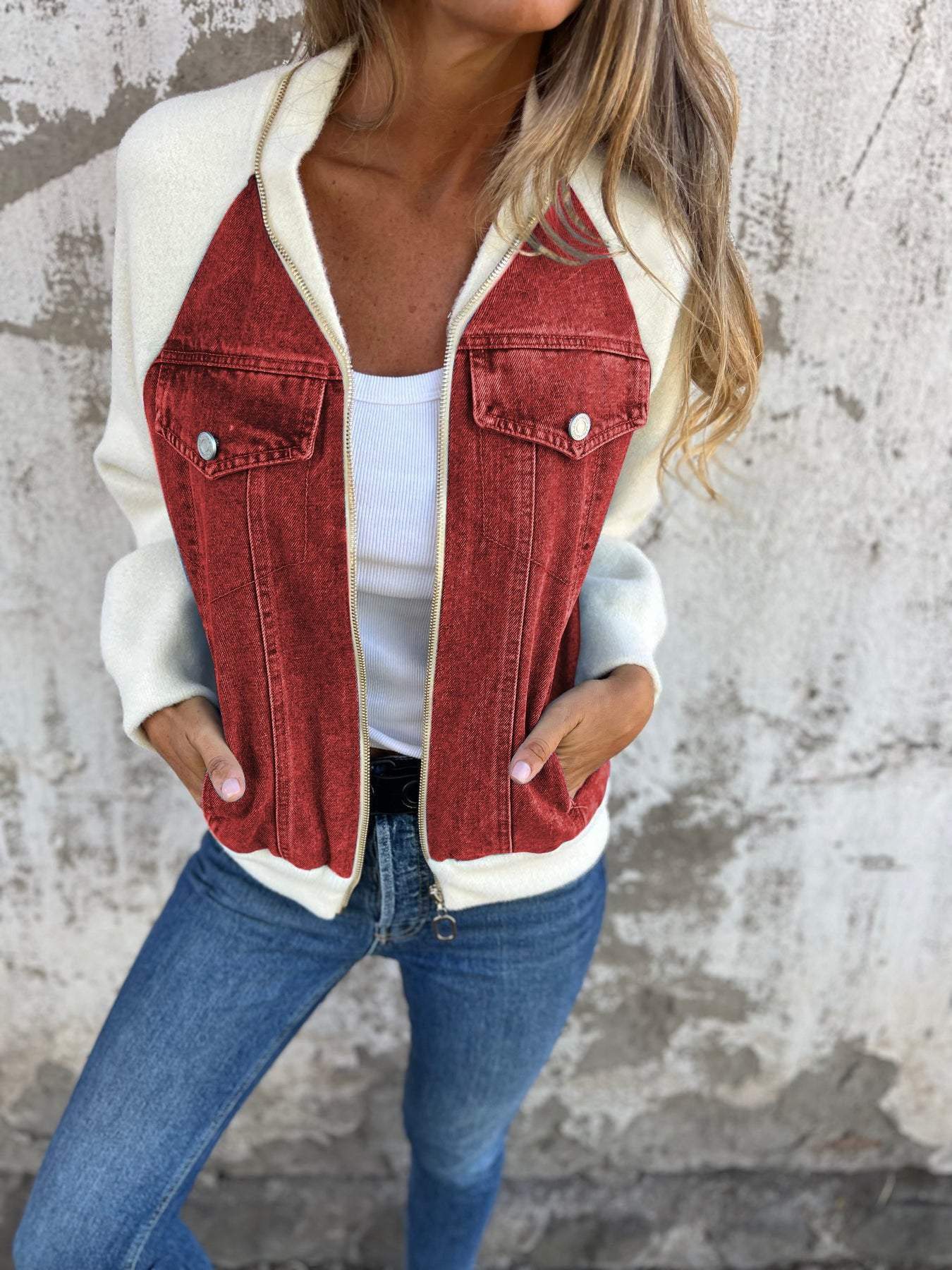 Casual long sleeve v-neck jacket for women
