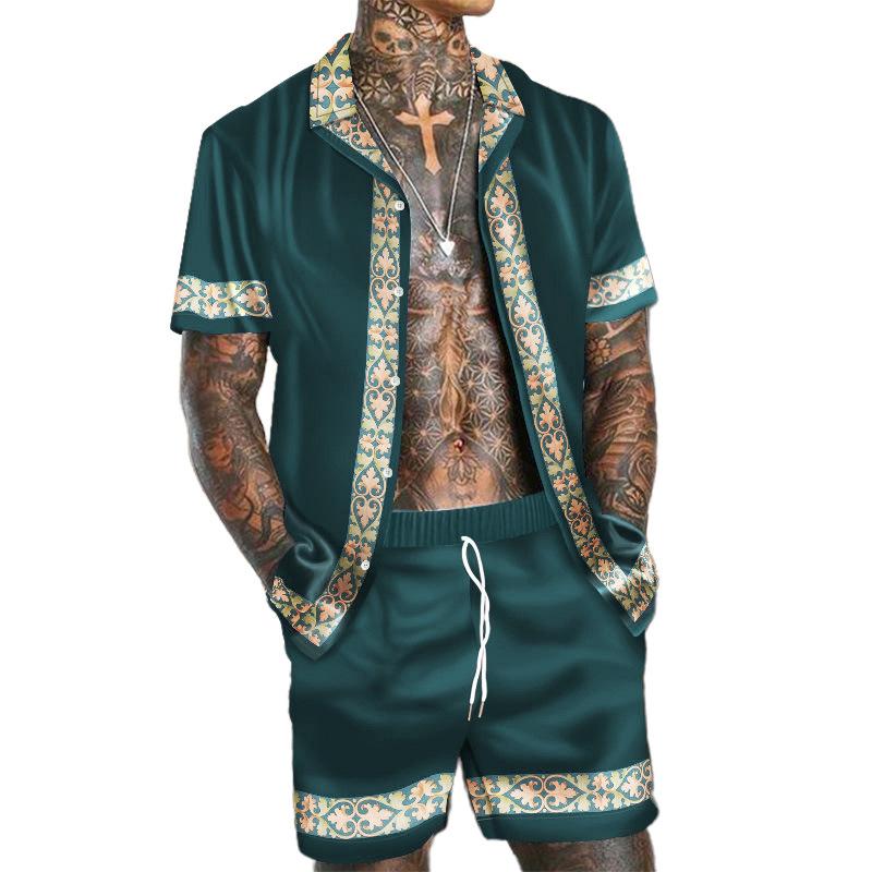 Men's Hawaiian Beach Casual Fashion Two-Piece Set 29316868YM