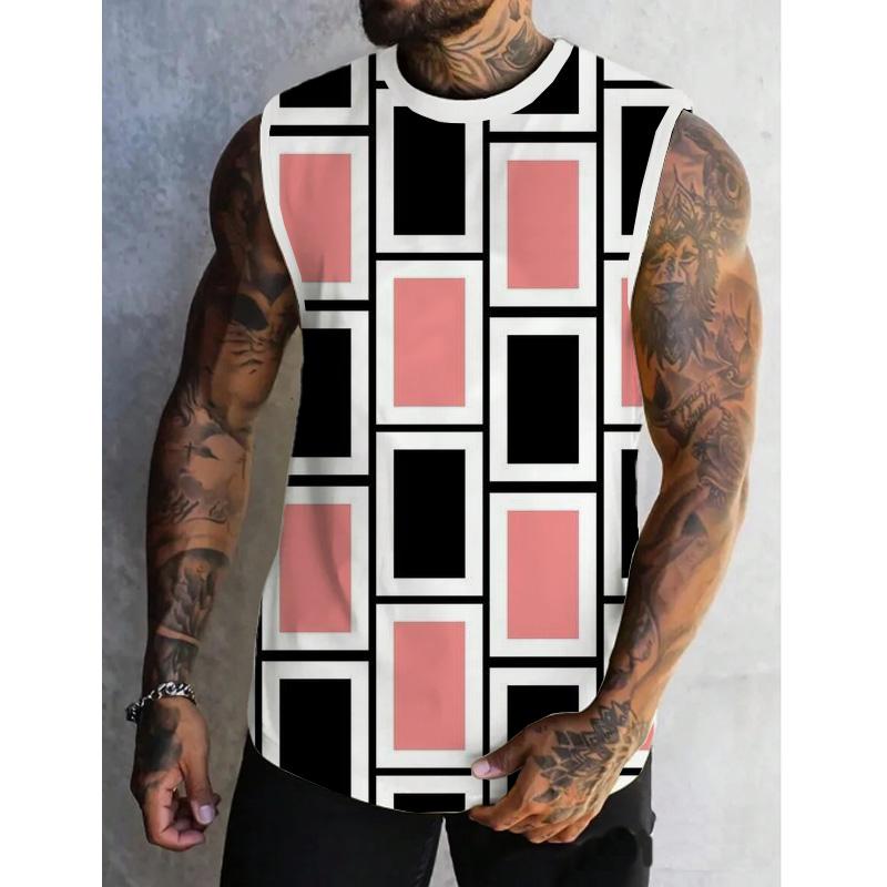 MEN'S SPRING/SUMMER PRINTED REGULAR FIT CREW NECK VEST 80337533YM