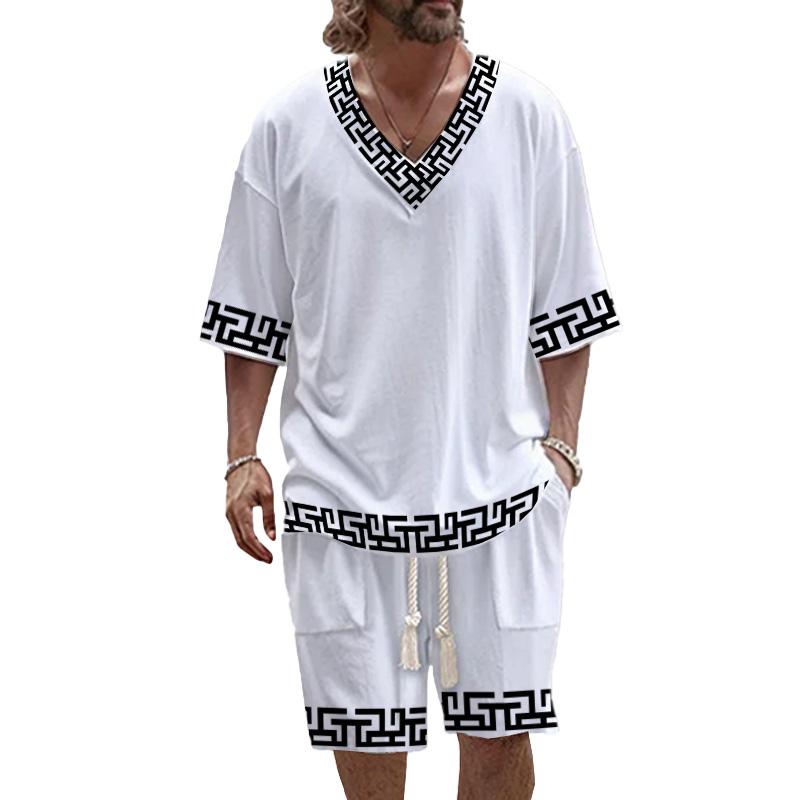 MEN'S ART CASUAL PRINTED SHORT SLEEVE SUIT 27658900YM