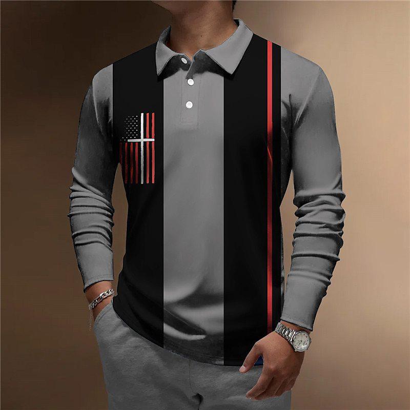 Men's Printed Long-sleeved POLO Shirt 73746931YM