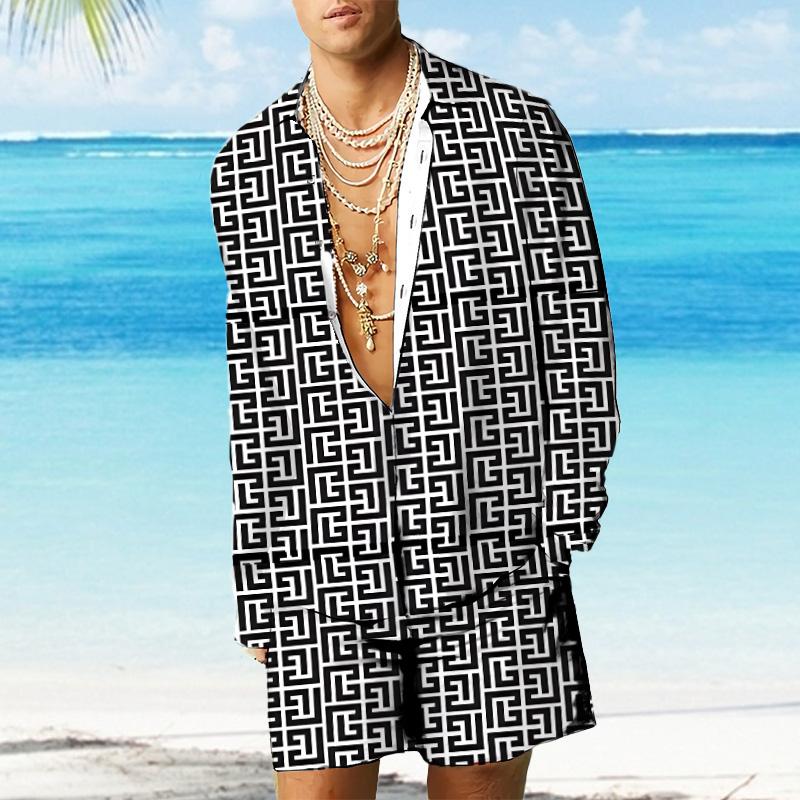 MEN'S CASUAL PRINTED SHIRT SUIT 55971194YM