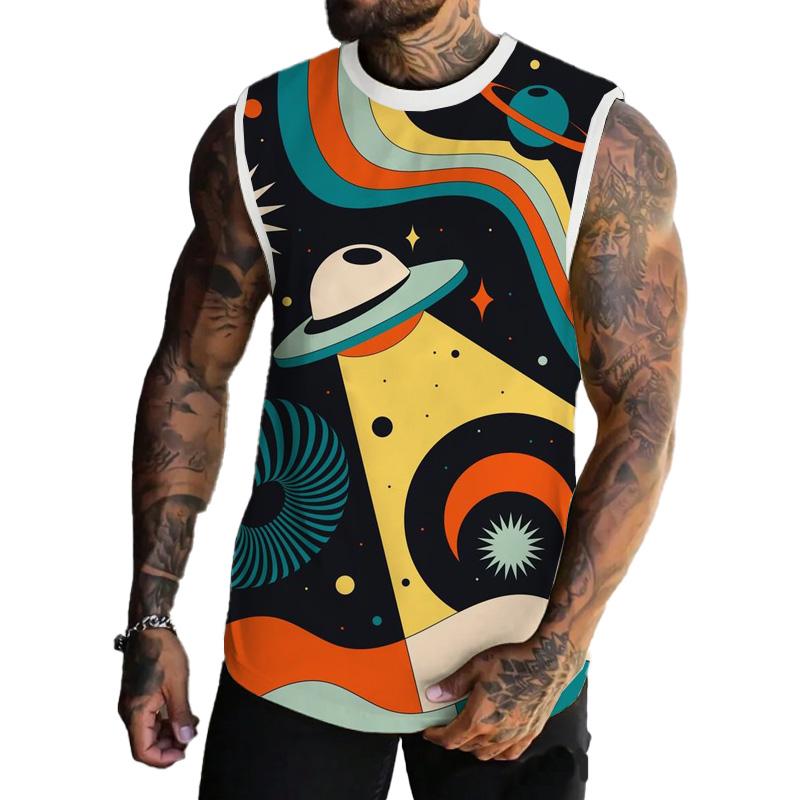 MEN'S BASIC PRINTED ROUND NECK VEST 55289715YM