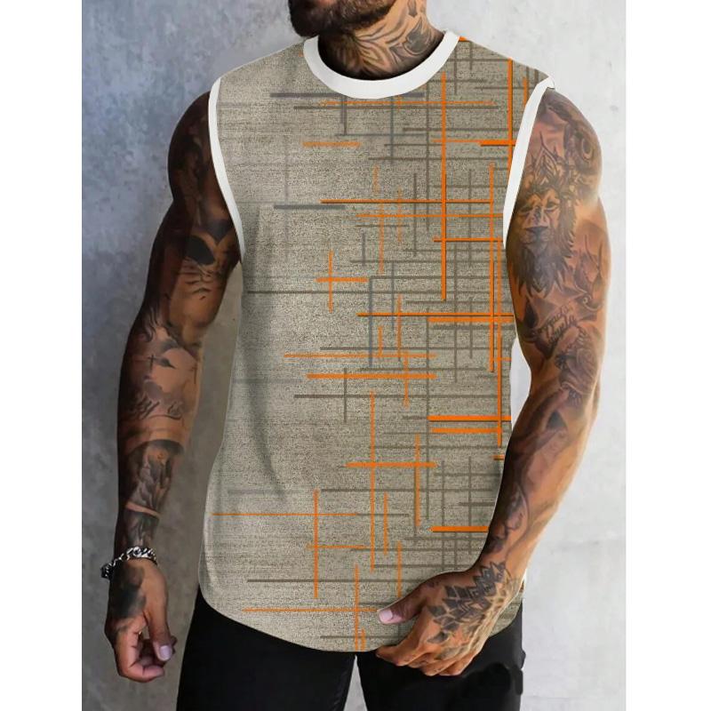 MEN'S SPRING/SUMMER PRINTED REGULAR FIT CREW NECK VEST 28510421YM