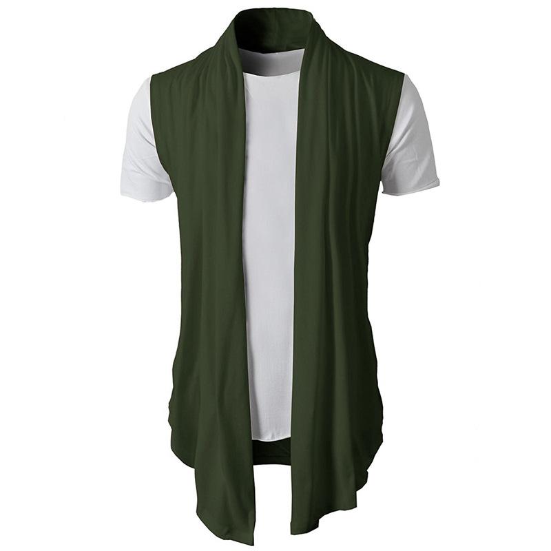 Men's Solid Color Sleeveless Knit Cardigan 28656829L