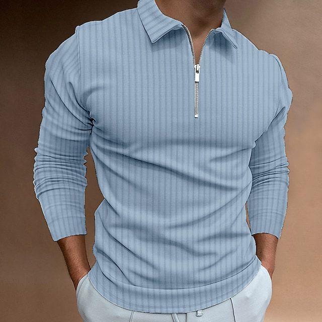 Men's Long Sleeve Striped Polo Shirt 29606050L