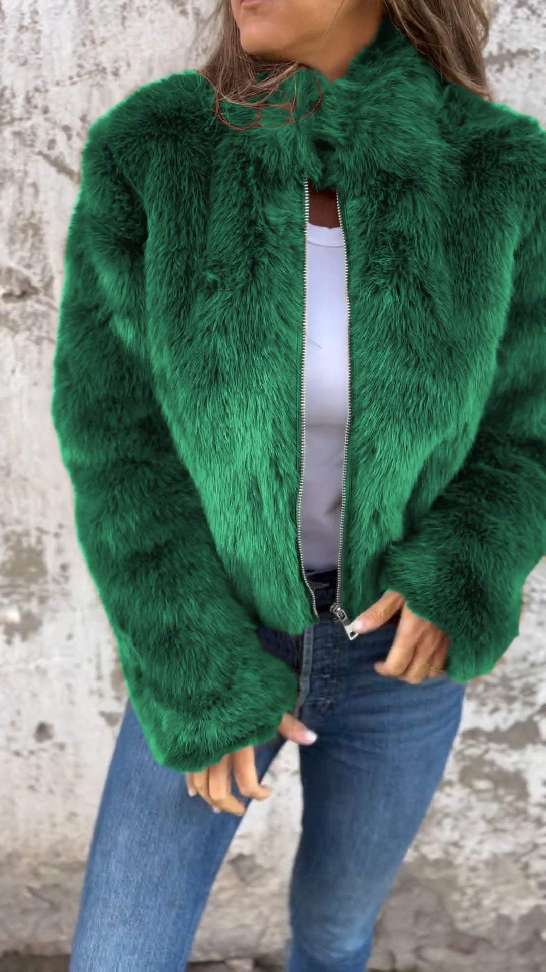 Faux fur collar jacket for women