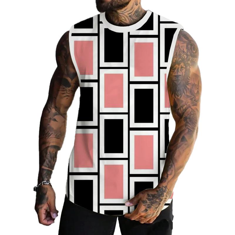 MEN'S SPRING/SUMMER PRINTED REGULAR FIT CREW NECK VEST 80337533YM