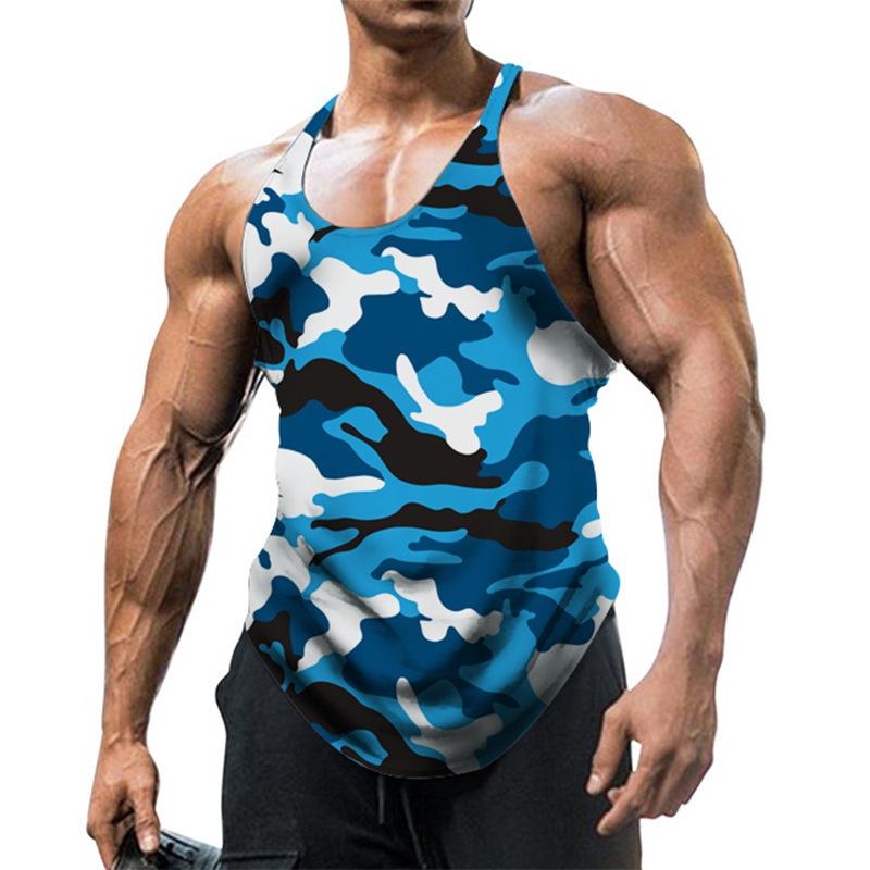 Men's Sports Fitness U-neck Camouflage Vest 19790126YM