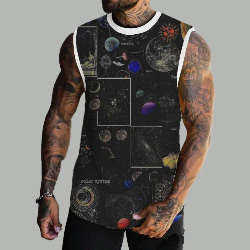 MEN'S BASIC PRINTED ROUND NECK VEST 77105653YM