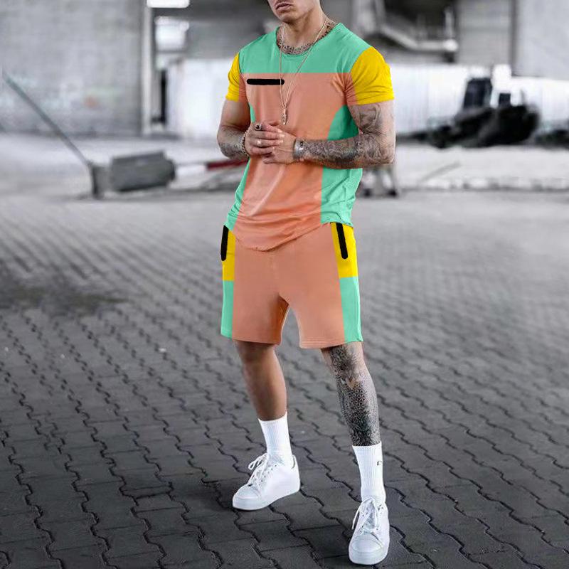 Men's Stitching Color Contrast Sports Suit 51108111L