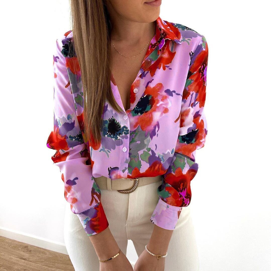 Sheridan - Long sleeve shirt with floral buttons