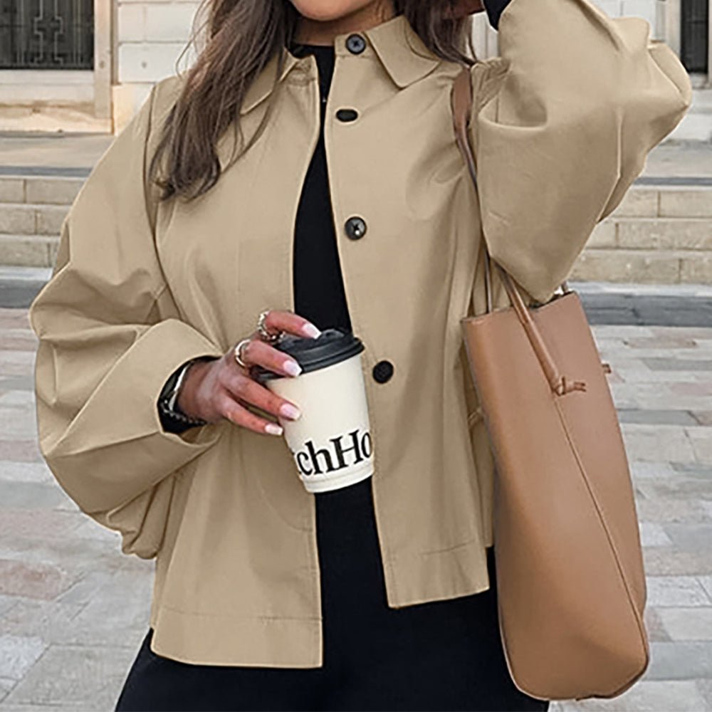 Oversized button-up casual jacket for women