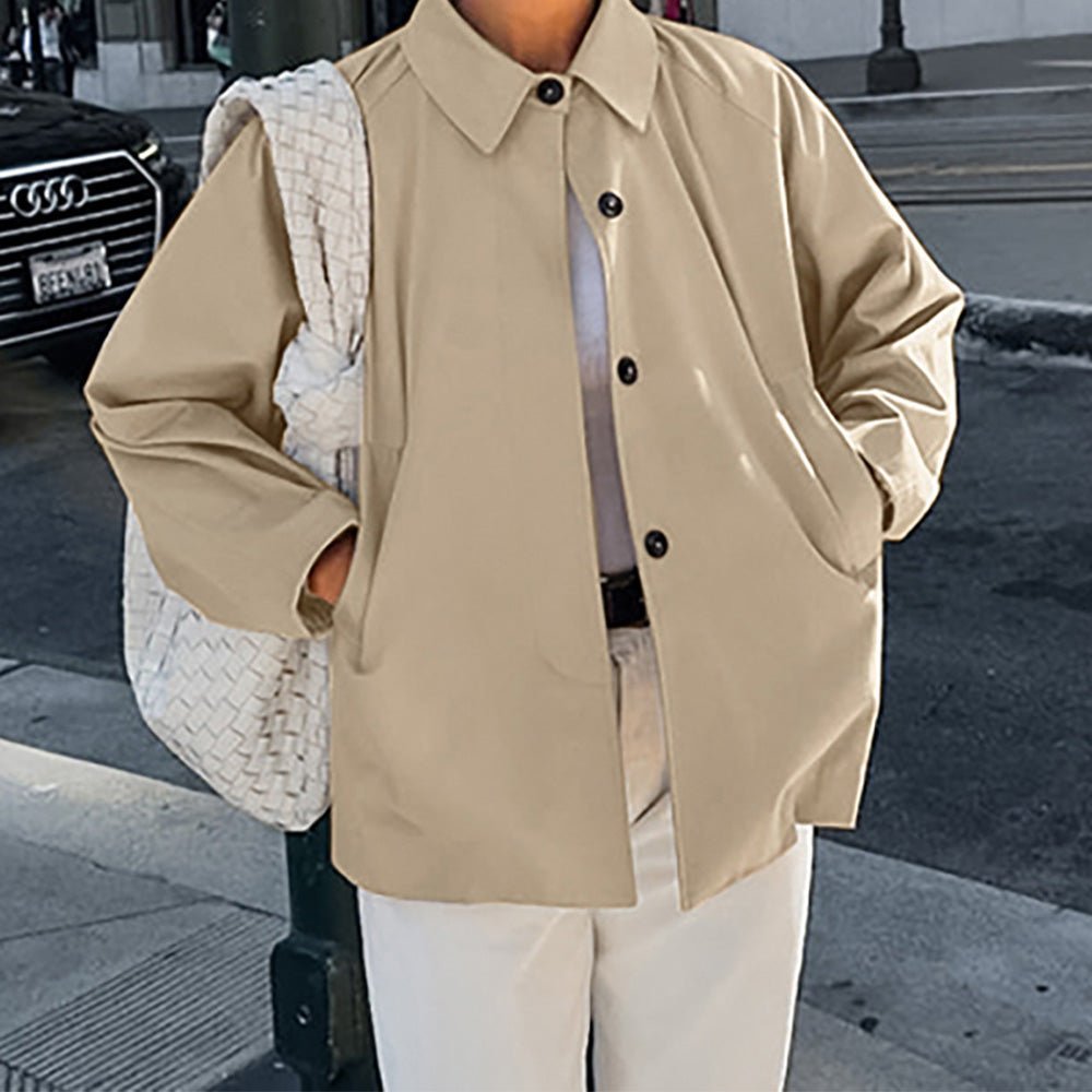 Oversized button-up casual jacket for women