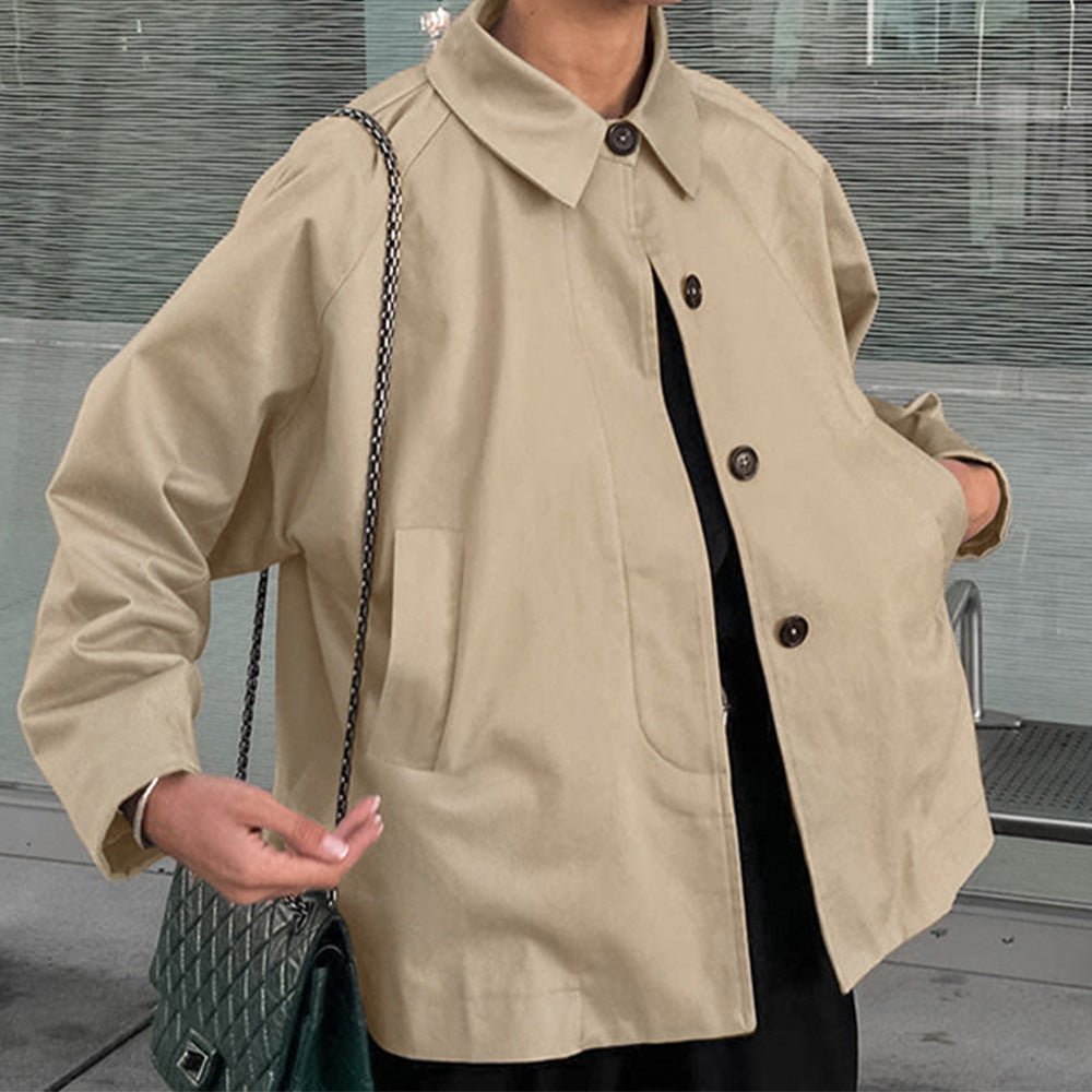 Oversized button-up casual jacket for women