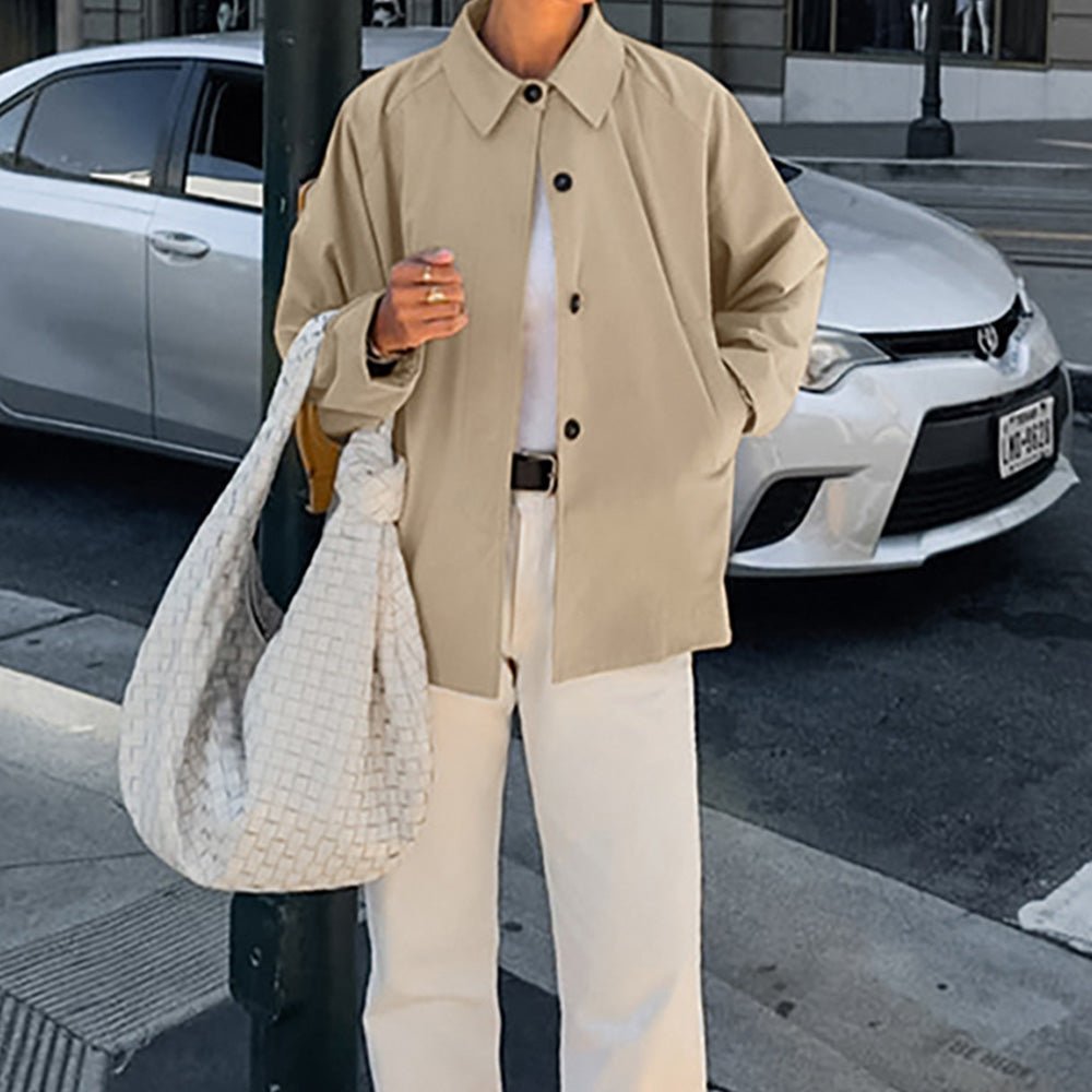 Oversized button-up casual jacket for women