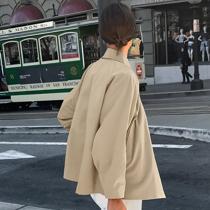 Oversized button-up casual jacket for women