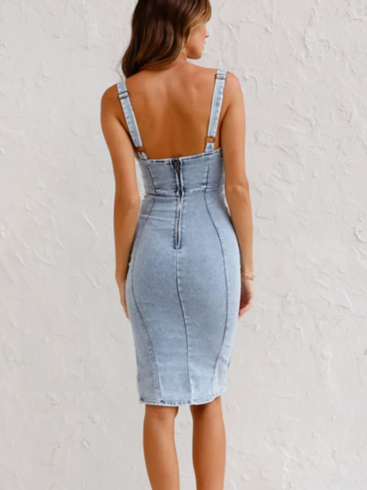 Ysabel - Denim dress with adjustable straps