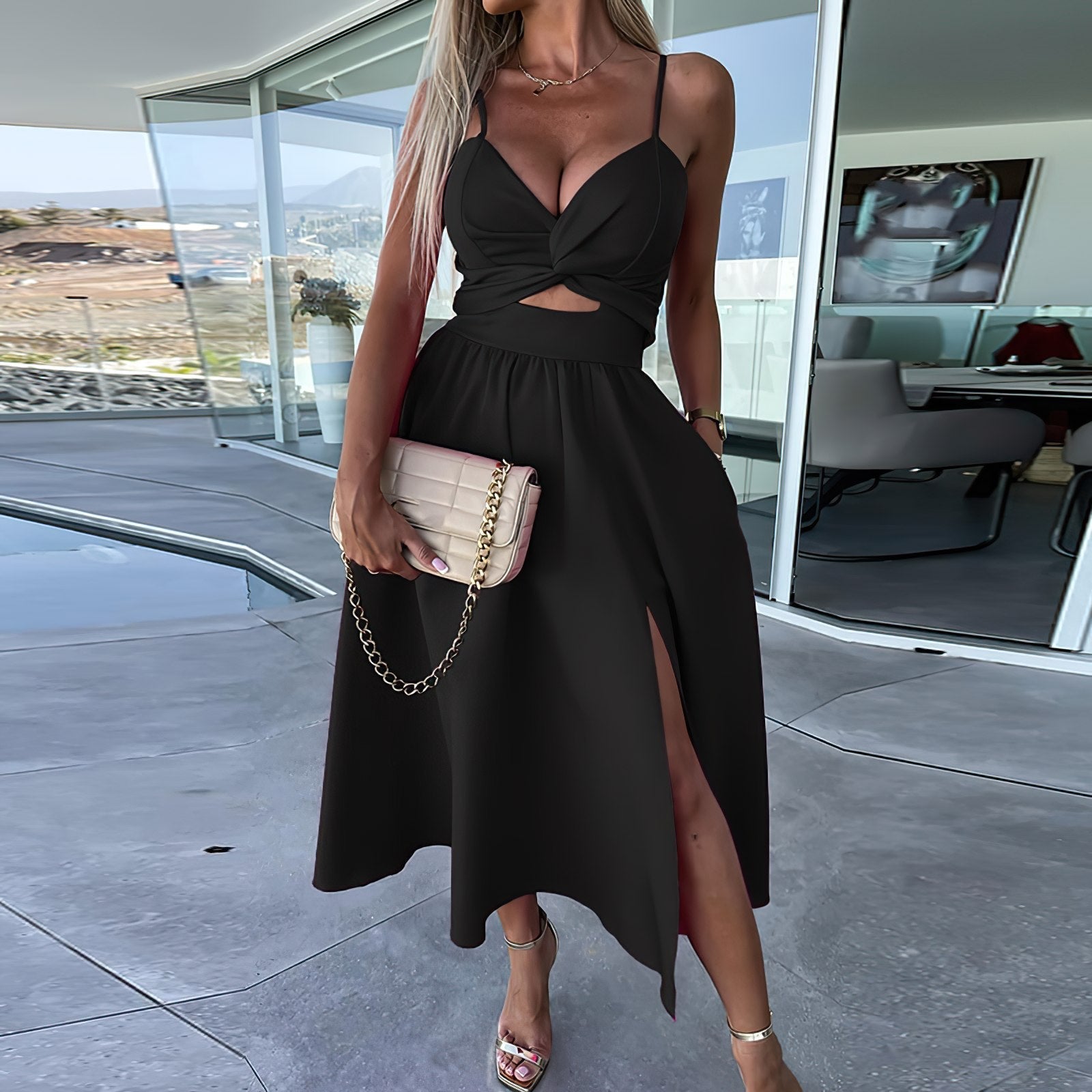 Slit midi dress