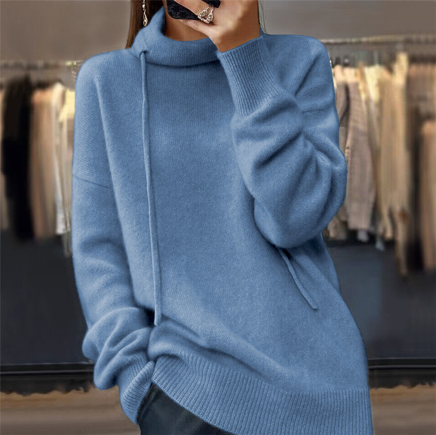 Pullover with stand-up collar