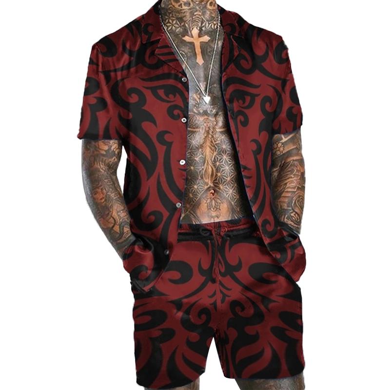 Men's Hawaiian Matching Set Summer Beach Two Piece Outfit 28907664L