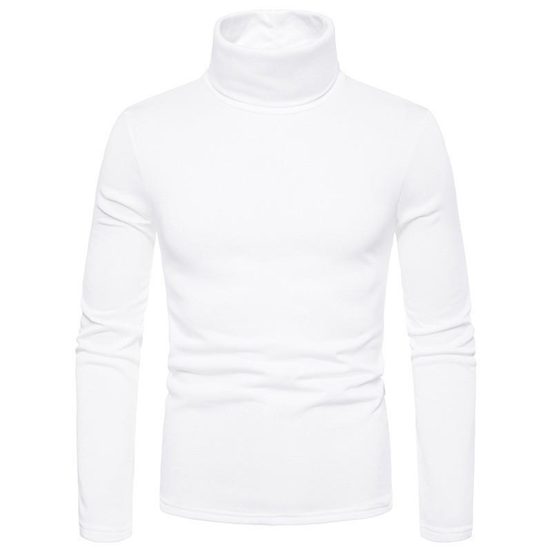 Men's Solid Color Fleece Pullover Turtleneck T-shirt Bottoming Shirt 08258439L