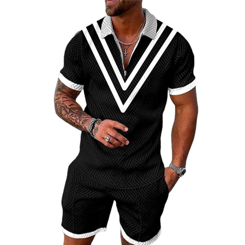 Men's Casual Set Polo Collar Short Sleeve Set 76581342L