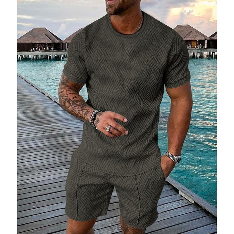 Men's Round Neck Short Sleeve Casual Sports Set 31248826L