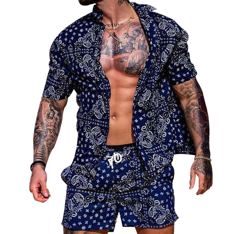 Men's Summer Casual Set Vintage Print Set 96072300L