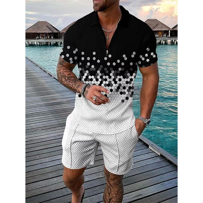 Men's Casual Set Polo Collar Short Sleeve Set 75414648L