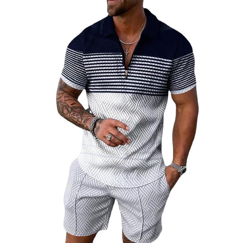 Men's Casual Set Polo Collar Short Sleeve Set 71166665L