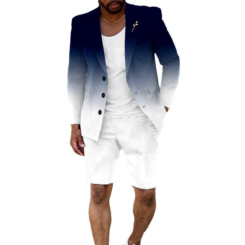 Men's Casual Gradient Suit Shorts Set 74991083L