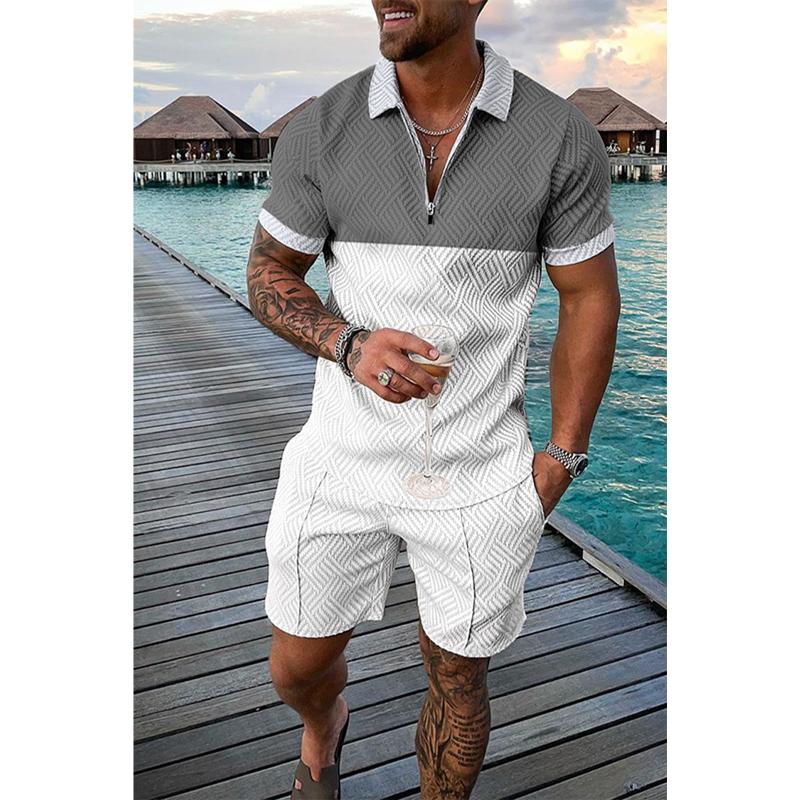 Men's Casual Set Polo Collar Short Sleeve Set 04740810L