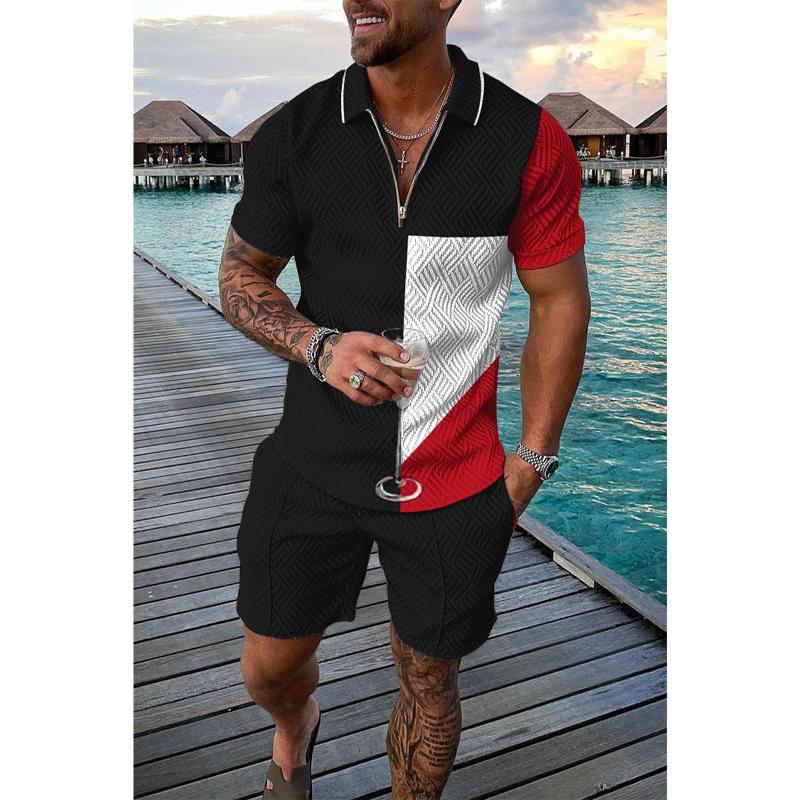 Men's Casual Set Polo Collar Short Sleeve Set 36796594L