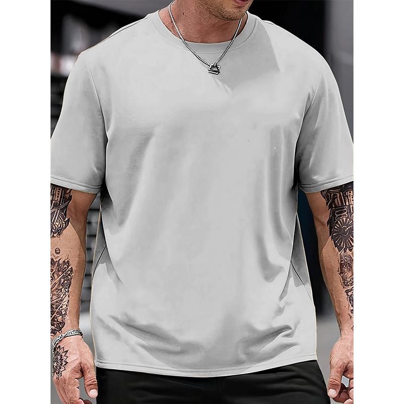 Men's Pure Color Cotton Short Sleeve T-shirt 41260744L