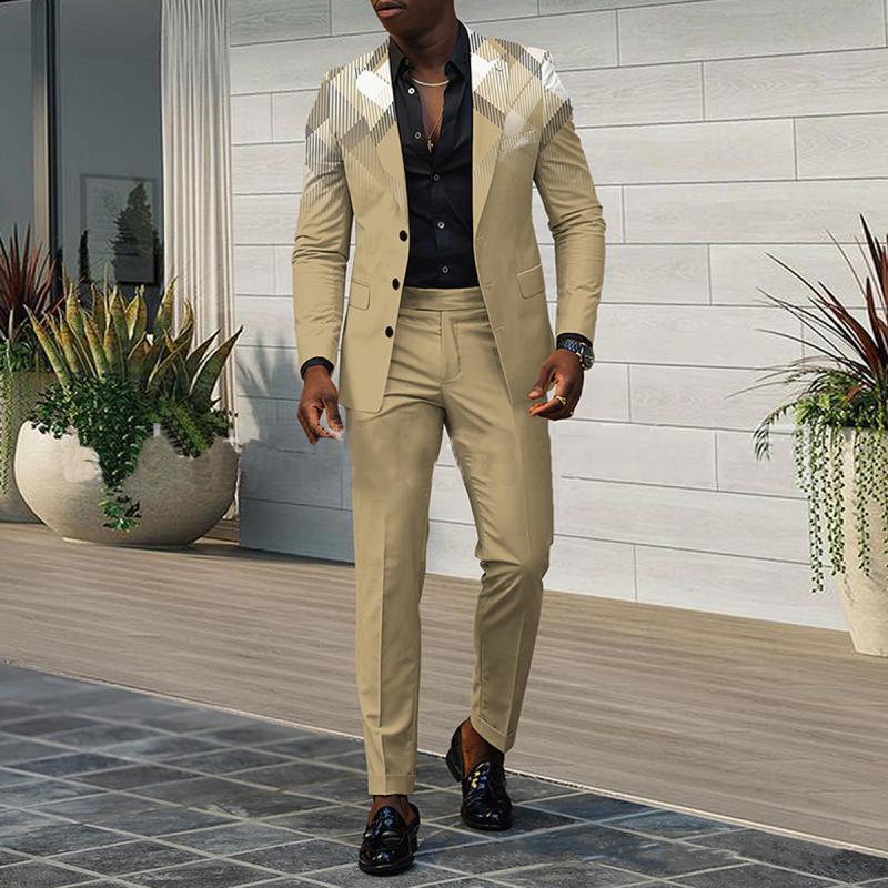 Men's Casual Gradient Check Suits 88022975L