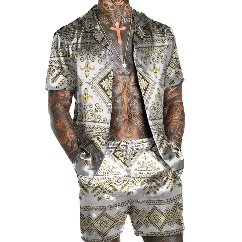 Men's Hawaiian Matching Set Print Two Piece Set 37997150L