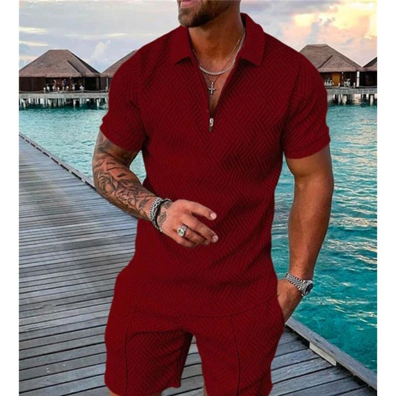 Men's Casual Set Polo Collar Short Sleeve Set 88396753L