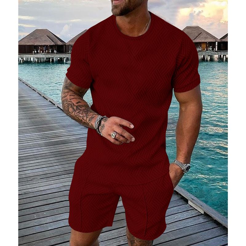 Men's Round Neck Short Sleeve Casual Sports Set 31248826L