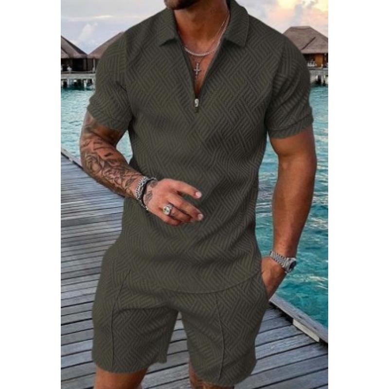 Men's Casual Set Polo Collar Short Sleeve Set 88396753L