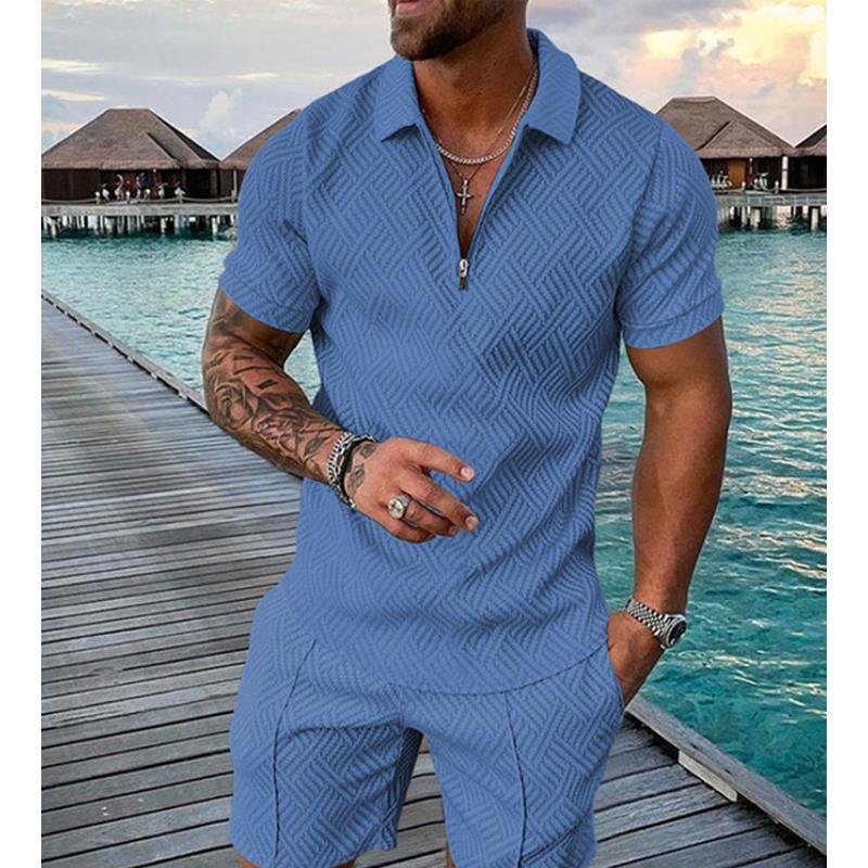 Men's Casual Set Polo Collar Short Sleeve Set 88396753L