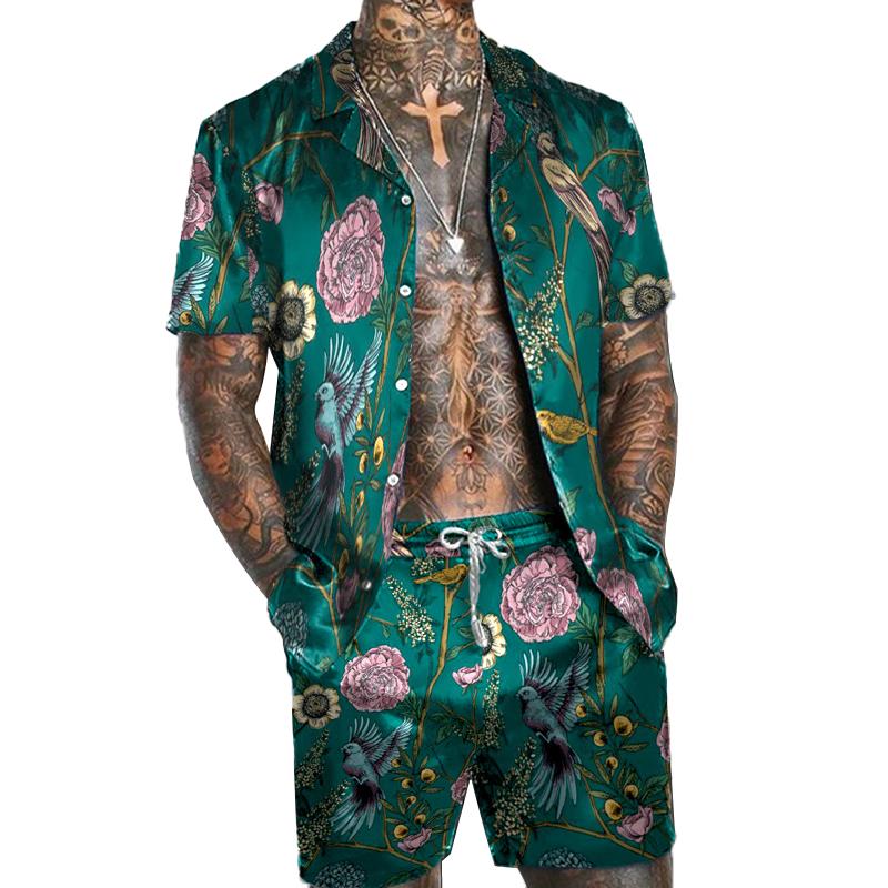 Men's Hawaiian Matching Set Print Two Piece Set 67782353L