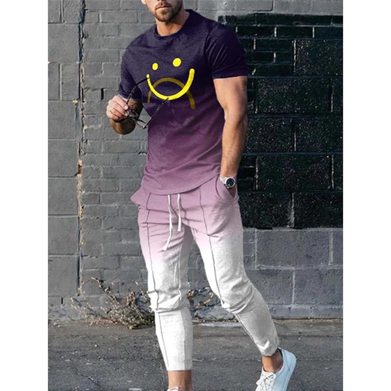 Men's Smiley Face Print Fashion Casual Set 35876649L