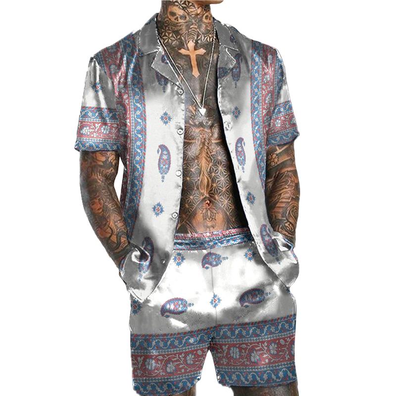 Men's Vintage Print Two Piece Set 53527554L