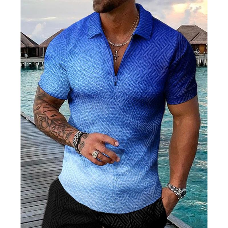 Men's Lion Printed Short Sleeve Polo Shirt 79876518L