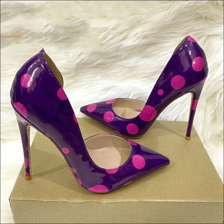 Dot Pointed Thin Heel High Heel Shoes