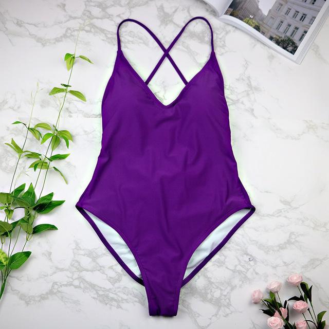 Sexy high cut thong Backless Monokini Swimsuit