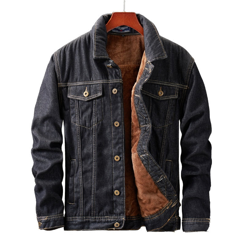 Men's Cowboy Denim Jacket with Fleece