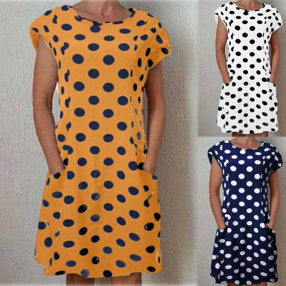 Angeline - Short sleeve dress with polka dot pattern