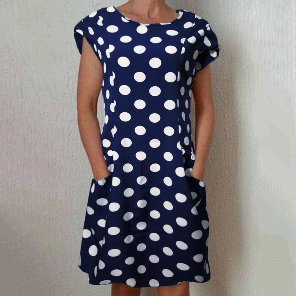 Angeline - Short sleeve dress with polka dot pattern